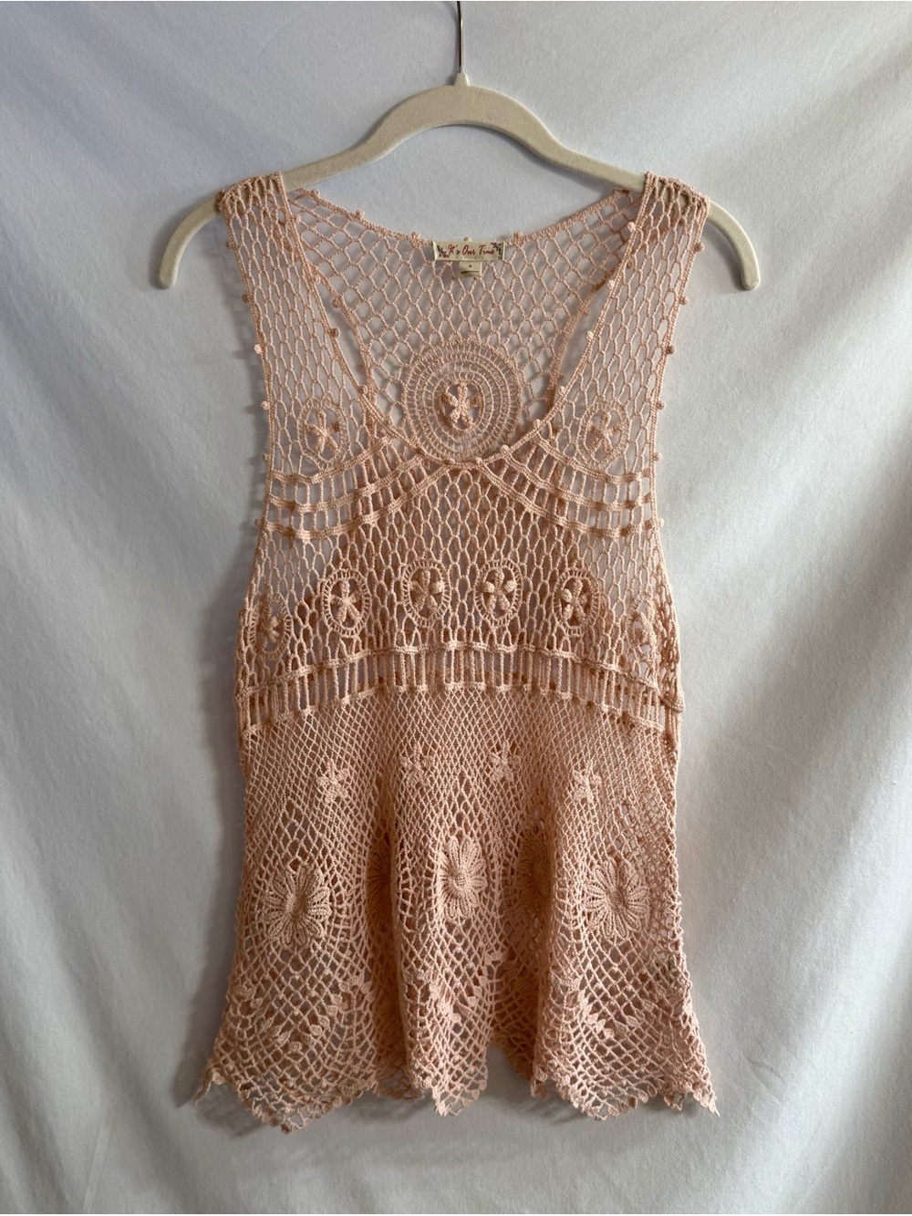 Pink Boho Crochet Tank Top